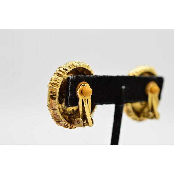 Blair Delmonico Vintage Clip On Earrings Chunky Leopard Gold Signed 1980s 9G - Picture 6 of 7